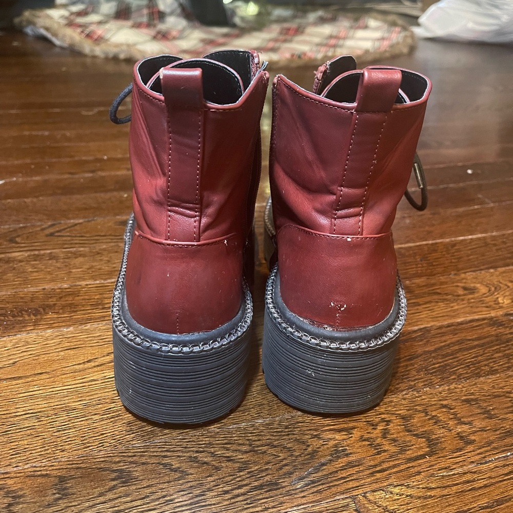 Bcbgeneration Kayte Platform Combat Boots Burgundy - image 8